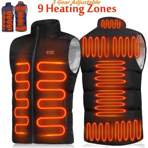 9Heated Zones Electric Heated Vest Jackets Men Women Sportswear Heated Coat Graphene Heat Coat USB Heating Jacket For Camping
