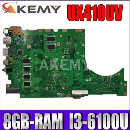 UX310UV Laptop motherboard for ASUS ZenBook UX410UQ (14 inch) UX410U UX310U original mainboard 8GB-RAM I3-6100U GT940MX-2GB
