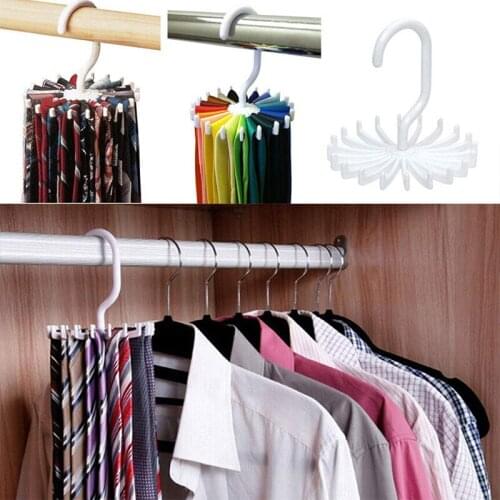Tie Rack 360 Degree Rotating Belt Hangers 20 Neck Holder Hook for Closet Organizers Home Hanging12*11*3.8cm Tie Hanger Plastic