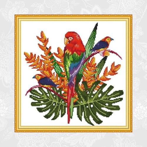 Parrot Cross-stitch DMC 11ct Counted Fabric 14ct Printed Canvas DIY Handmade Cross Stitch kits Embroidery Needlework Crafts