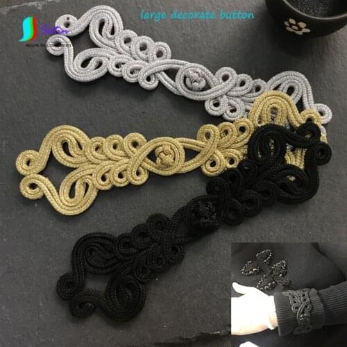 Western Style High-grade Handmade Dress Suit Dance Cuff Decorative Gold Silver Black Cloth Crafts Knitting Rope Button S0302H