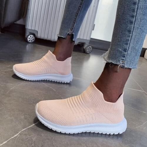 Womens Casual Shoes Fashion Design Super Light Breathable Stretch Socks Sneakers Women 2021 Slip on Tennis Unisex Black Shoe