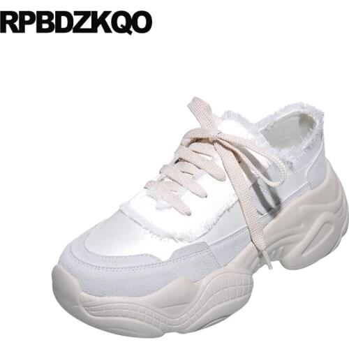 Thick Sole Pink Designer Women Trainers Creepers Platform Shoes Sneakers Shallow White Flats Elevator Lace Up Muffin Satin Brand