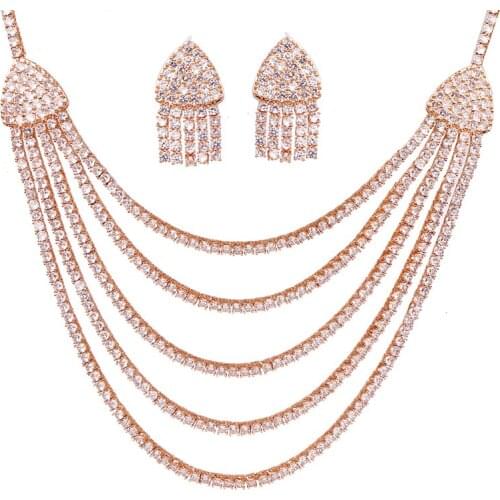 Bettyue New Arrival Luxury Necklace And Earring Full With Cubic Zircon Charming Jewelry Set Women Elegant Choice Wedding Party