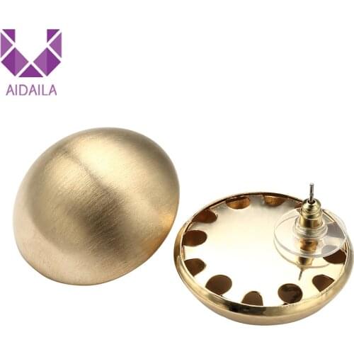 Women Gold Metal Half Ball stud Earrings for Ladies European Stylish Round Metal stud Earring Indian