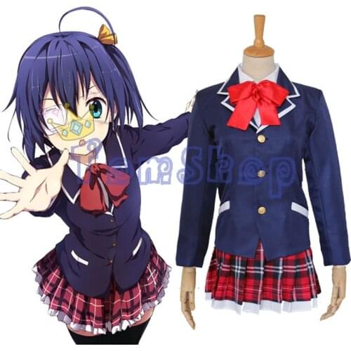 Anime Love Chunibyo & Other Delusions Girls' School Uniform Rikka Takanashi Cosplay Suit Womens Halloween Party Event Costumes