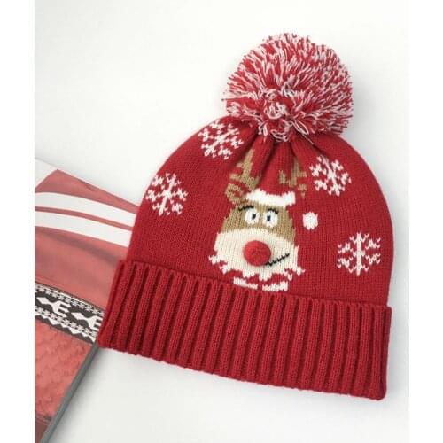 Winter Christmas Knitted Beanies Hats Thick Warm Xmas Deer Unisex Beanie Skullies Hat Boys Girls Knit Bonnet Beanie Hats