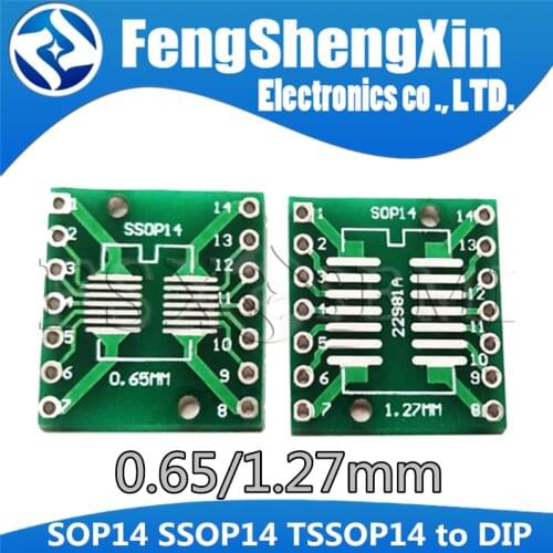 10pcs SOP14 SSOP14 TSSOP14 to DIP14 Pinboard SMD To DIP Adapter 0.65mm/1.27mm to 2.54mm DIP Pin Pitch PCB Transfer Board