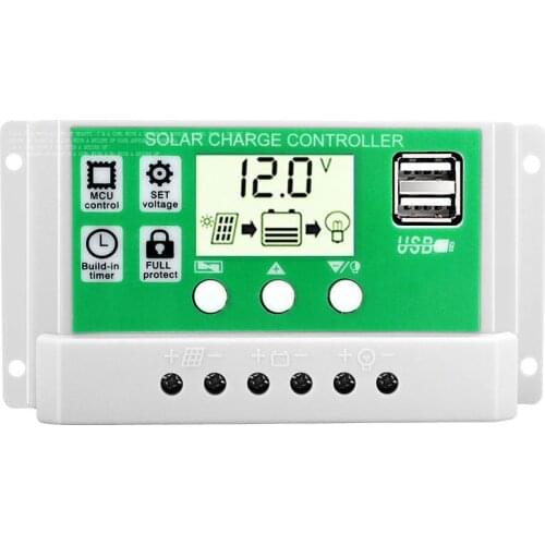 12V 24V Solar Charger Controller Battery Charge Panel Dual USB Auto Regulator