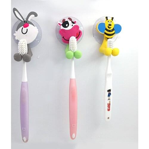 2PC Wall Mounted Heavy Duty Suction Cup Antibacterial Toothbrush Hooks Set Toothpaste Suction Paste Holder Rack