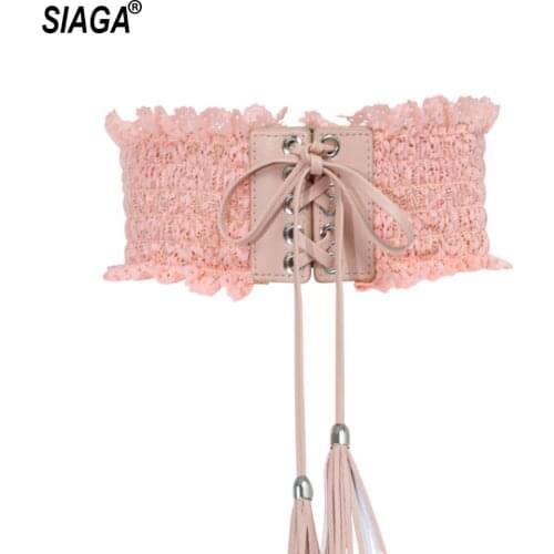 2021 New Design Womens Wide Elastic Wide Waistband Cloth Cummerbunds Ladies Fashionable Overcoat Belt Pink Colour Choice FCO250