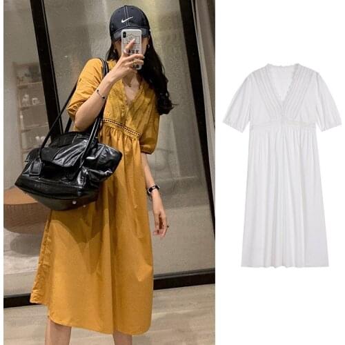 23489# Maternity Dress Summer Cotton Short Sleeves Loose Midi Dress Plus Size Pregnancy Dress Pregnant Women Mom Dress
