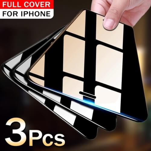 3Pcs Protective Glass on for iPhone X 11 8 SE 2020 Screen protector For iPhone 6s 7 8 Plus Tempered Glass on Xr 11 Pro Xs Max 5S