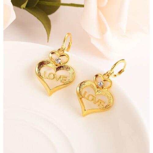 Bangrui gold love crystalHeart Earring For Girls/Ladies Birthday Gift Trendy Gold Color Engagement Wedding Bands Promise Earring
