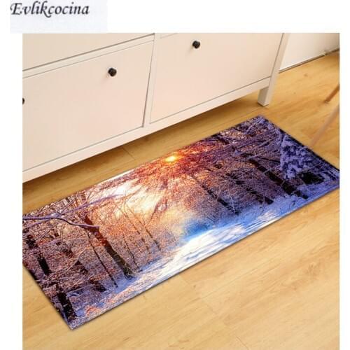 Free Shipping Sunset Snow Forest Tapis Salon Absorbent Bath Mats Area Rug for Living Room Bedroom Floor Carpet Tapete Infantil