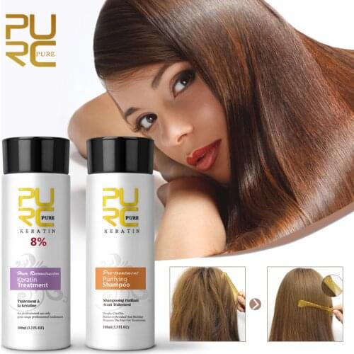 PURC Brazilian Keratin Hair Treatment + Purifying Shampoo Straightening Hair Scalp Treatments Hair Care Set Products 8
