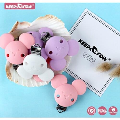 Keep&Grow 3Pcs Mikey Pacifier Clips Food Grade Silicone Nipple Holder DIY Pacifier Chain Accessories Baby Teething Teether Beads