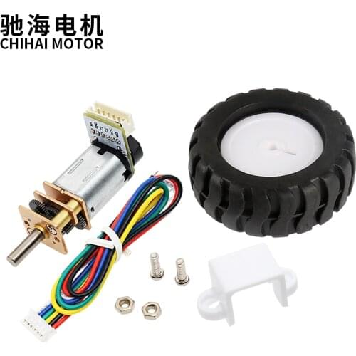 ChiHai Motor CHR-GM12-N20ABHL DC 12V 6V 3v 7ppr Micro Dc Gear Coding Motor With 43mm Rubber Wheels Mounting Bracket kit