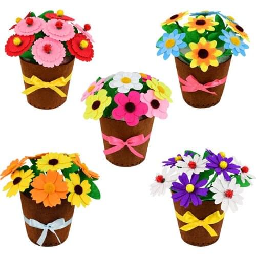 Handmade Diy Flower Potted Felt Flowers Pot Fake Plant Kindergarten Learning Education Toys Montessori Teaching Aids Toy