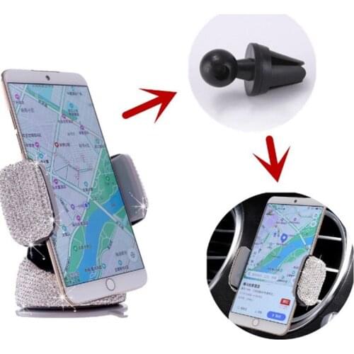 Phone holder 3 in 1 360 Degree Car Phone Holder for Car Dashboard Auto Windows and Air Vent with DIY Crystal Diamond Type