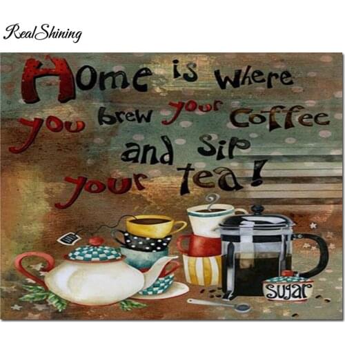 Diy round Diamond Painting Coffee Cup Home Sweet Full Square Cross Stitch 5D Mosaic Diamond Embroidery Christmas Gift