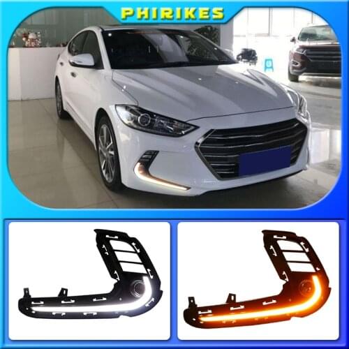 For Hyundai Elantra 2016 2017 2018 With Turn Yellow Signal Lights AUTO 12V ABS Daytime Running Light Daylights DRL