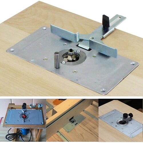 Router Table Insert Plate Woodworking Benches Aluminium Wood Router Trimmer Models Engraving Machine with 4 Ring Tools