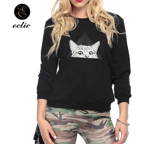 Geometric Hoodie With Cat Poleron Mujer 2021 Korean Oversized Hoodies Sweatshirts Women Pullover Hoodie Harajuku Kawaii Fashion