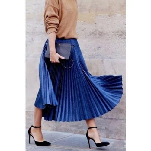 Hot sale Women Solid High Waist Elastic Waist Skirt Fashion Long Maxi Beach Casual Party Skirt Vintage Autumn Warm Skirt