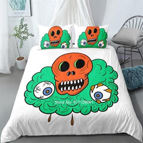 Happy Halloween Colorful Childrens Bedding Set Cute Skull Childrens Adult Halloween Room Decorated with Childrens Gifts
