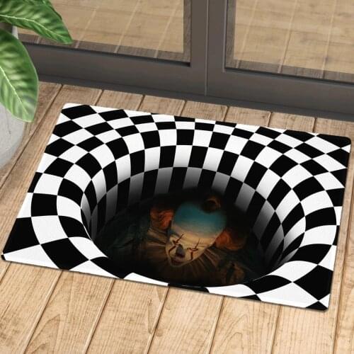 Clown Trap Visual Carpet Living Room Bedroom Floor Mat 3D Halloween Carpet Sewer Manhole Cover Clown Horror Home Carpet