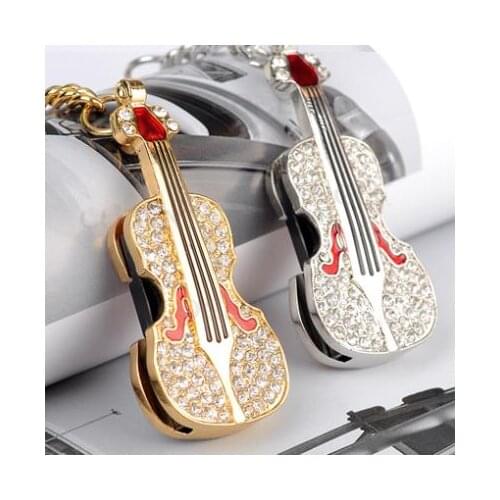 Gold Silver Jewelry Guitar Mini Usb Flash Drive 64GB Pendriver Pendrive 32GB Flash Drive 16GB 8GB Disk On Key Memory Stick 2.0