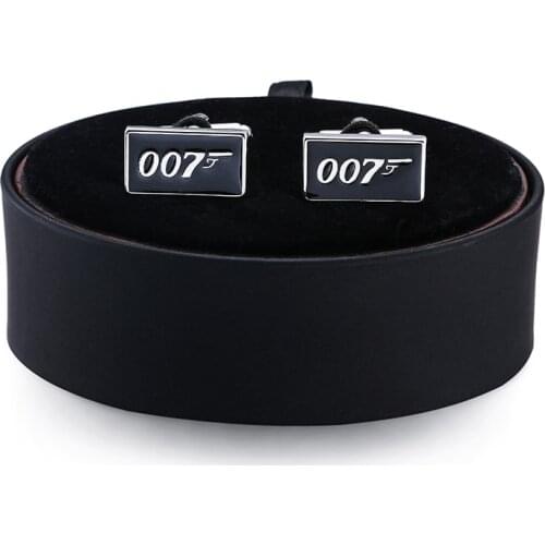 DY New Super Hero Black Square 007 Black Leather Cufflinks box set men French Cufflinks Gift Set FREE SHIPPING