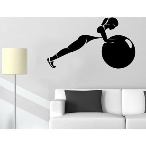 Fitness Girl Wall Decal Training Sport Workout Door Window Vinyl Stickers Gym Yoga Room Interior Decor Bodybuilding Mural Q939