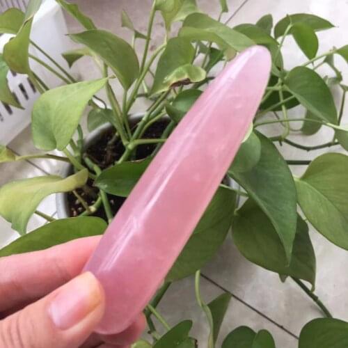 Natural Rose Quartz Crystal Healing Massage Reiki Stick Massage Wands Stone