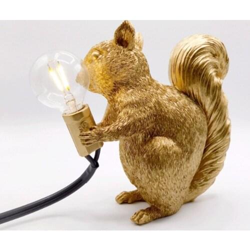 Nordic Squirrel Night Lights Cute Animal Night Lamp Kids Gifts Children Bedroom Decor Table Lamp Bedside Stand Light Fixtures