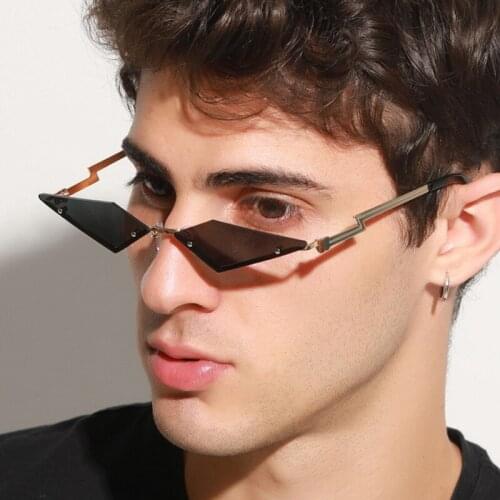 New fashion rimless sunglasses womens trendy personality color film street shooting sunglasses men casual wild metal glasses