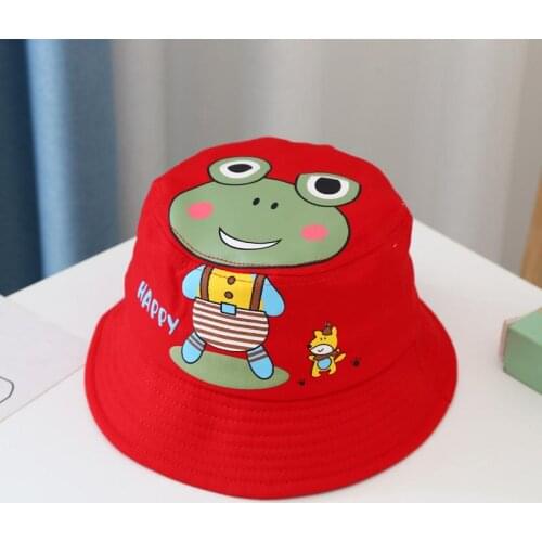 2021 cotton Animal Frog Print Bucket Hat Fisherman Hat Outdoor Travel Hat Sun Cap Hats for Child Boy and Girl 29