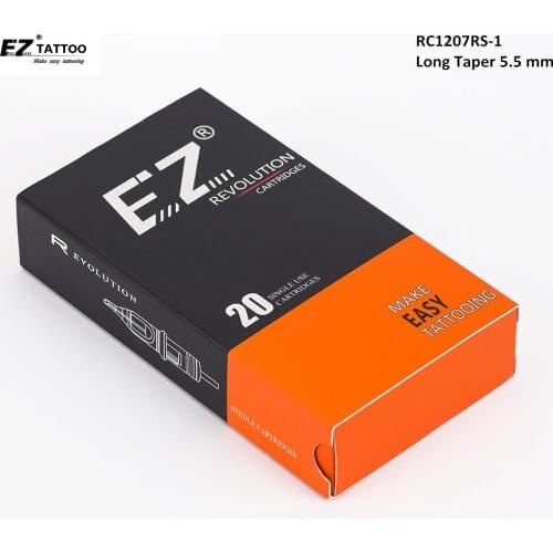 RC1207RS-1 EZ Revolution Cartridge Tattoo Needles Round Shader Tattoo Needles #12 (0.35 mm) Regular Long Taper 5.5 mm