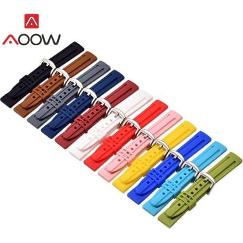 18mm 20mm 22mm 24mm Silicone Sport Strap Watchband Candy Color Waterproof Soft Rubber Replacement Bracelet Band for Smart Watch