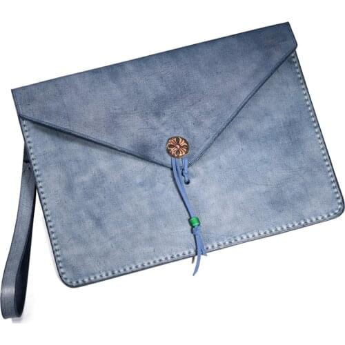 Handmade Women Men Vegetable Tanned Leather Bag Money Holder Clutch Purse Cigarette Pocket Man Clutches Envelope