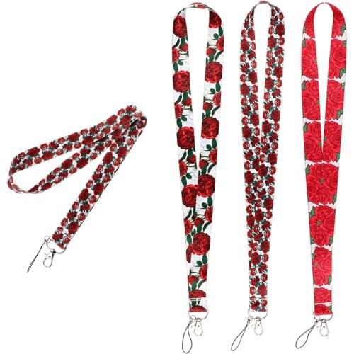 AD1047 Patchfan Art Rose Flower Phone Lanyard Keychain Lanyards for keys Badge ID Fashion Neck Straps Accessories Gift For Woman