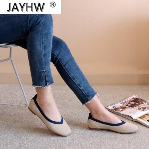 2020 New Summer Autumn Flat Heel Shoes Ballet Flats Square Toe Slip on Stretch Cozy Loafers Women Casual Daily Sneaker Anti Skid