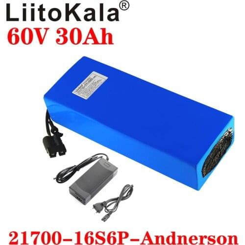 LiitoKala 60V 30ah 16S6P electric scooter bateria 60V 30AH Electric Bicycle Lithium Battery Scooter 60V 1000W ebike battery