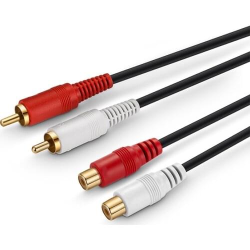 Hot 2 RCA M to 2RCA F Plug Male to Female Audio Video DVD AV Cable 1.8M Adapter Connect Data Cables