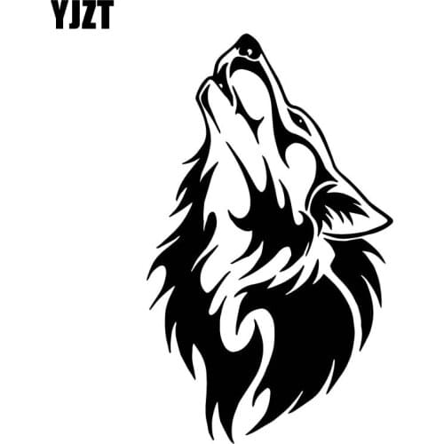 YJZT 10.1CM*16.4CM Roaring Wolf Decorate Car Sticker Vinyl Decal Body Of Car Accessories Black/Silver C4-1113