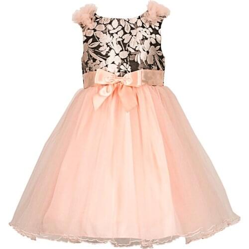 Yatheen Little Girls 2-6X Metallic Jacquard/Tulle Floral Dress Kids Party Dresses