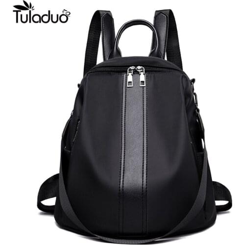 High quality Oxford cloth ladies bag fashion bag casual womens black backpack girl bag solid backpack