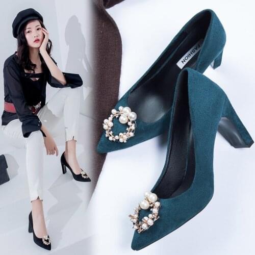 2021 new womens shallow mouth black high heels 8.5cm womens suede autumn pointed single shoes womens sandals