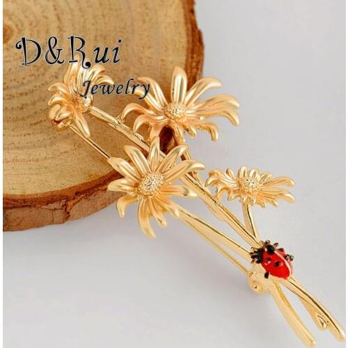 Gold Sunflower Pin Brooch New Arrival Women Copper Flower Bouquet Dress Accessories Jewelry Brooches Pins for Mothers Day Gifts